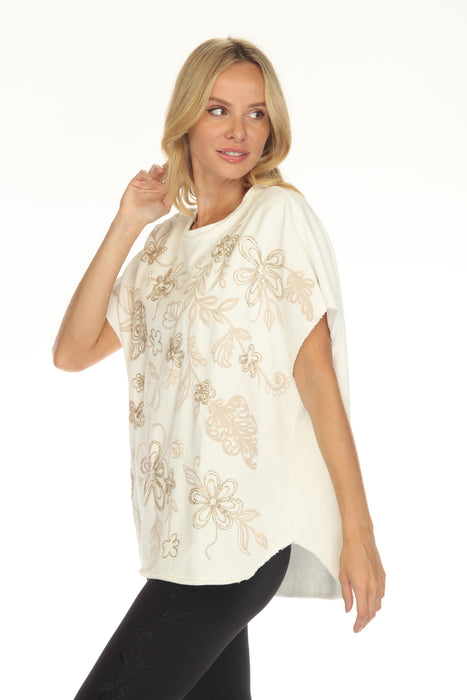 Johnny Was JWLA White Adelaide French Terry Poncho Top J11025-1