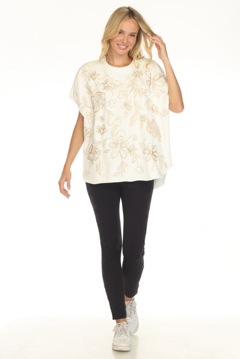 Johnny Was JWLA White Adelaide French Terry Poncho Top J11025-1