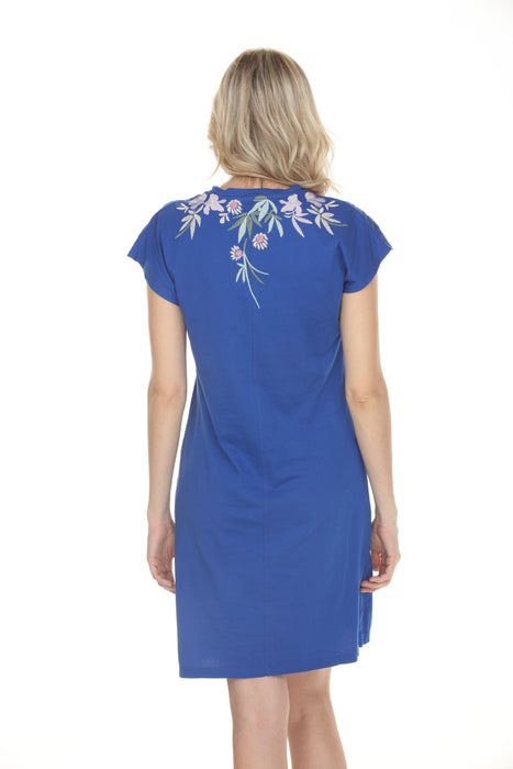 Johnny Was JWLA Admiral Blue Marleigh V-Neck Relaxed Knit Dress J32326-3