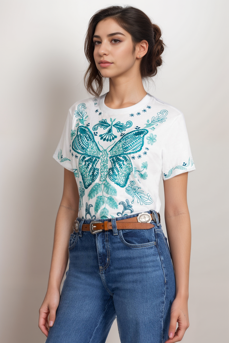 Johnny Was JWLA White Benedita Crew Neck Tee J11125-2