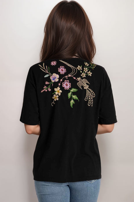 Johnny Was JWLA 3/4 Sleeve Trapunto V-Neck Tee J11425-2 *