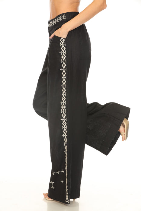 Johnny Was JWLA Catia Wide Leg Linen Pleat Pant J62025-1