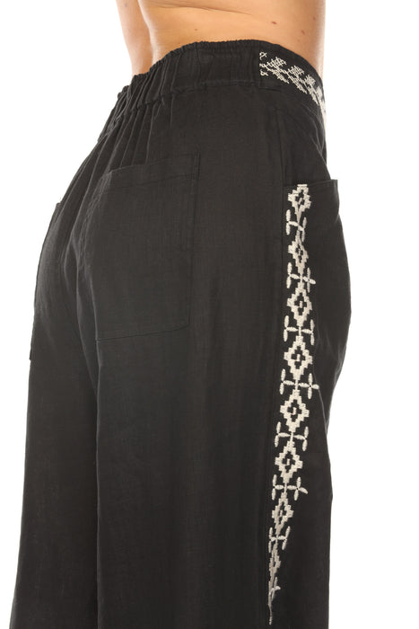 Johnny Was JWLA Catia Wide Leg Linen Pleat Pant J62025-1