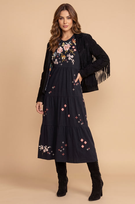 Johnny Was JWLA Black Ceretti Tiered Maxi Tank Dress J37723-4