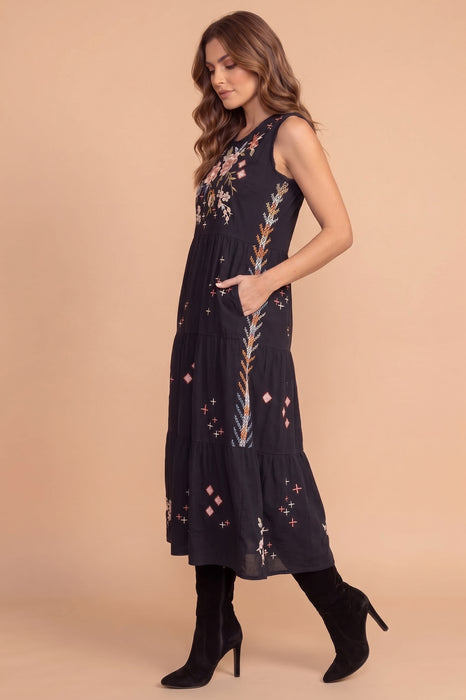 Johnny Was JWLA Black Ceretti Tiered Maxi Tank Dress J37723-4