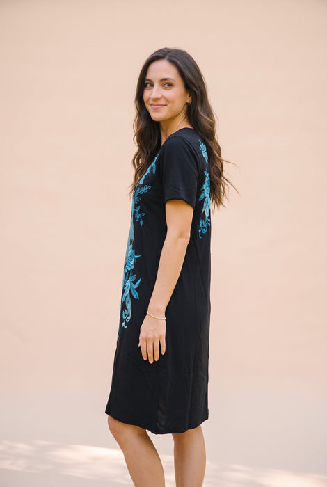 Johnny Was JWLA Black Fiona V-Neck Knit Drape Dress J31526-2