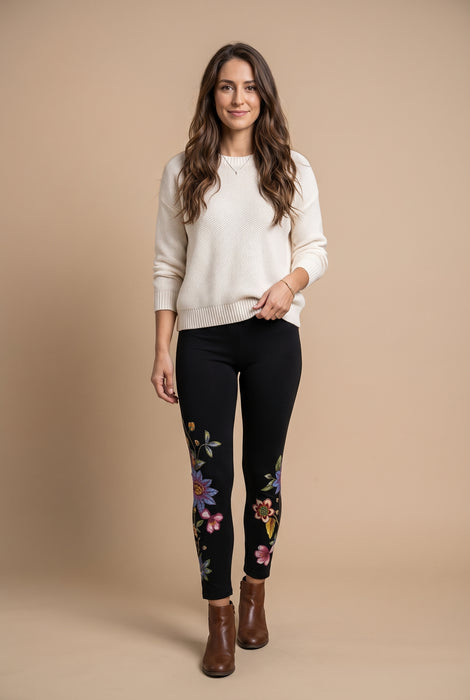 Johnny Was JWLA Black Floral Aivy Legging J67226-3