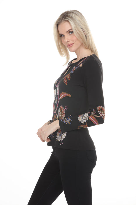 Johnny Was JWLA Gineva Keyhole Detail Thermal Tee J15725-8 *