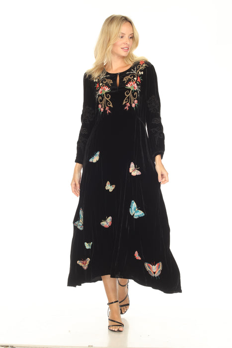 Johnny Was JWLA Black Luciana Velvet Effortless Midi Dress J33324