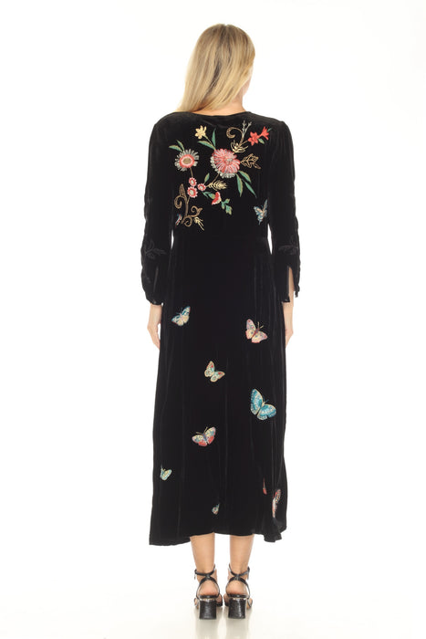 Johnny Was JWLA Black Luciana Velvet Effortless Midi Dress J33324