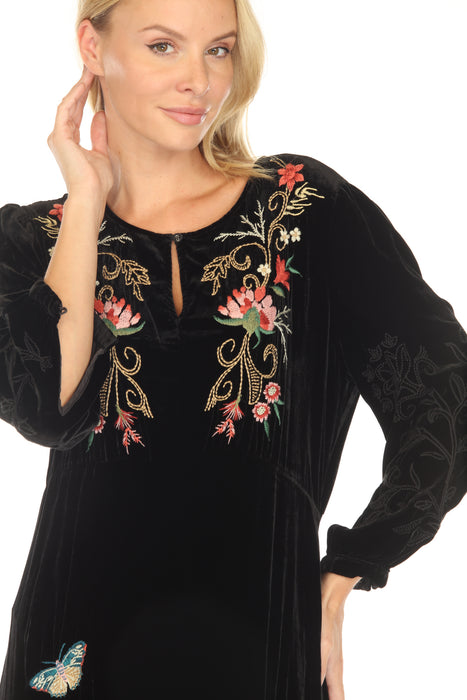 Johnny Was JWLA Black Luciana Velvet Effortless Midi Dress J33324