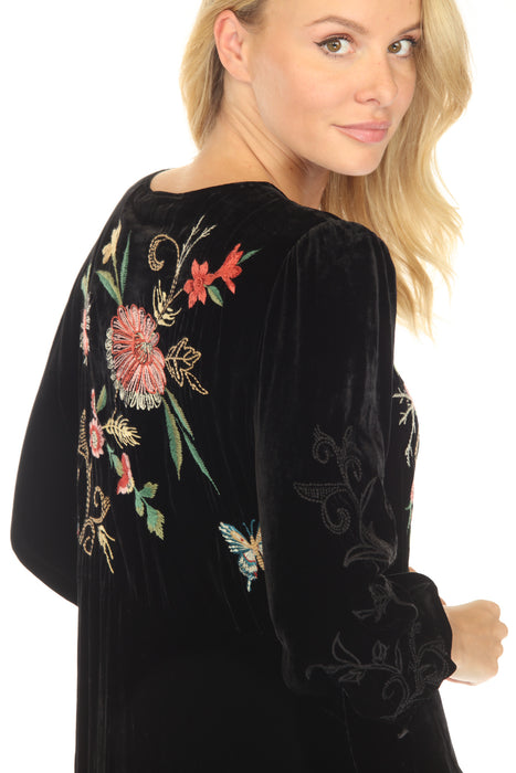 Johnny Was JWLA Black Luciana Velvet Effortless Midi Dress J33324