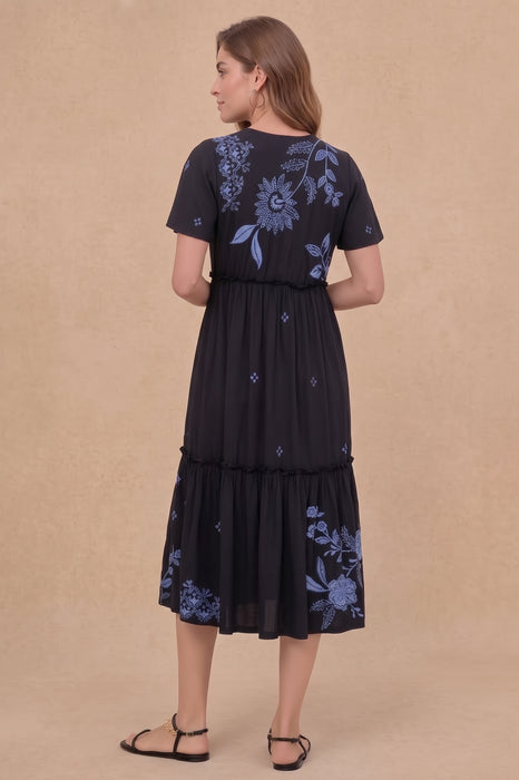 Johnny Was JWLA Black Lyra Tiered Ruffle Knit Dress J36923-2
