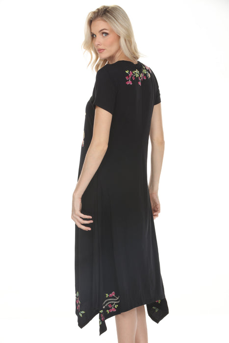 Johnny Was JWLA Black Maddy Handkerchief Hem Knit Dress J31326-1