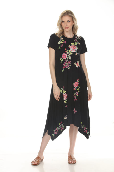 Johnny Was JWLA Black Maddy Handkerchief Hem Knit Dress J31326-1