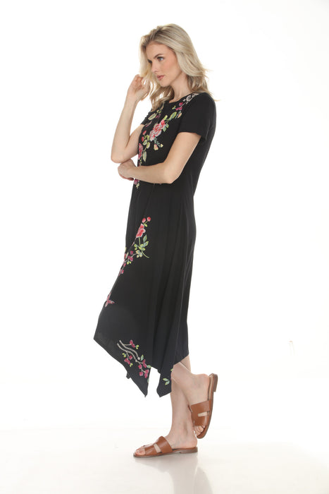 Johnny Was JWLA Black Maddy Handkerchief Hem Knit Dress J31326-1