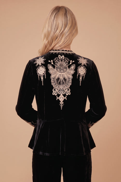 Johnny Was JWLA Marik Embroidered Velvet Peplum Jacket J44325-O