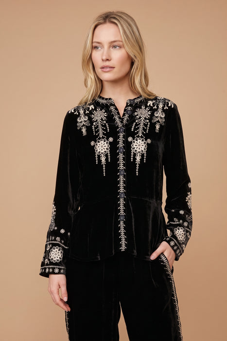Johnny Was JWLA Marik Embroidered Velvet Peplum Jacket J44325-O