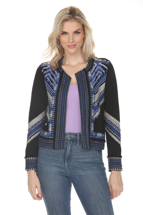 Johnny Was JWLA Black Oliver French Terry Mixed Media Jacket R44726-3