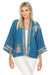 Johnny Was JWLA Style J48123 Blue Ceretti Linen Floral Embroidered Cropped Kimono Chic