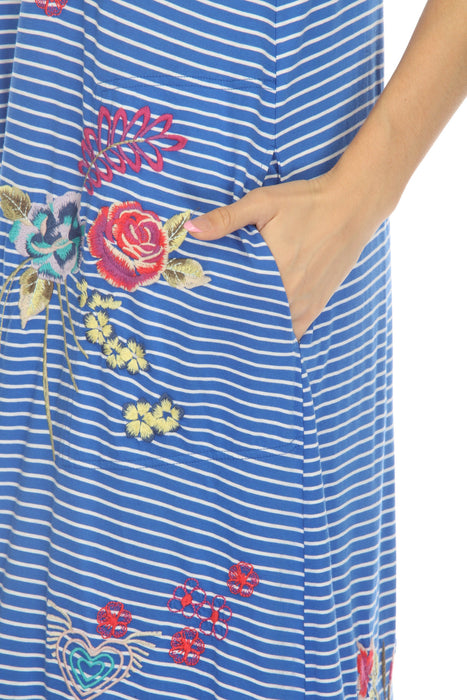 Johnny Was JWLA Jessi Knit Embroidered V-Neck Maxi Dress Boho Chic J38123