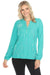 Johnny Was JWLA Style J19824-E Bondi Teal Bishop Sleeve Henley Embroidered Tee