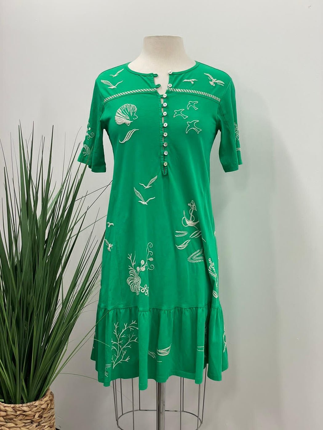 Green Short Sleeve Knit Dress main image 1