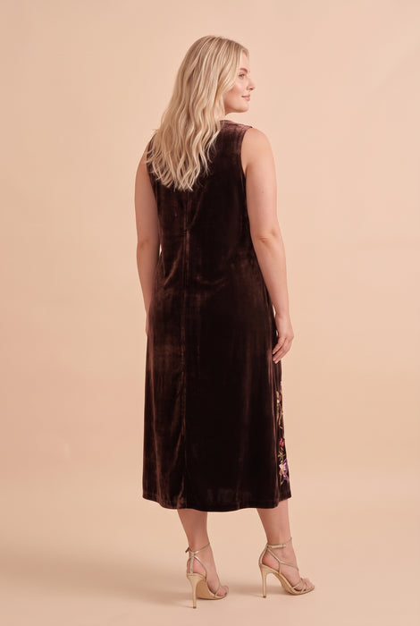 Johnny Was JWLA Brown Carminia Velvet V-Neck Tank Dress Plus Size J30225-OX