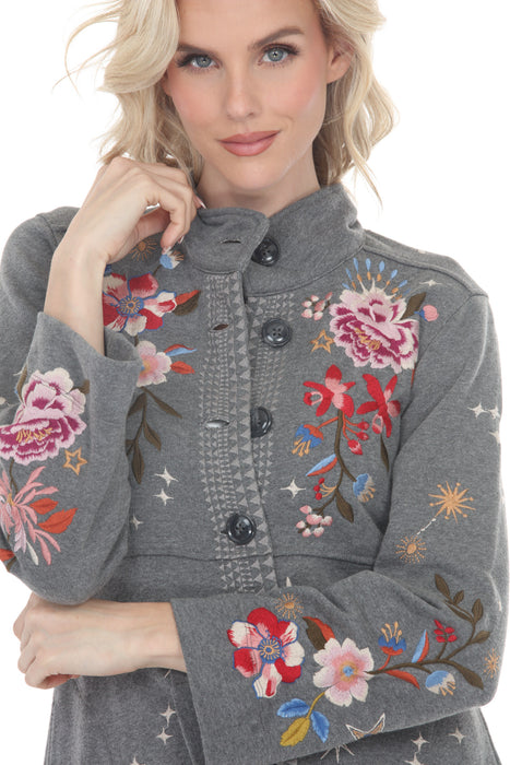 Johnny Was JWLA Grey Celestin French Terry Military Jacket J46622-8