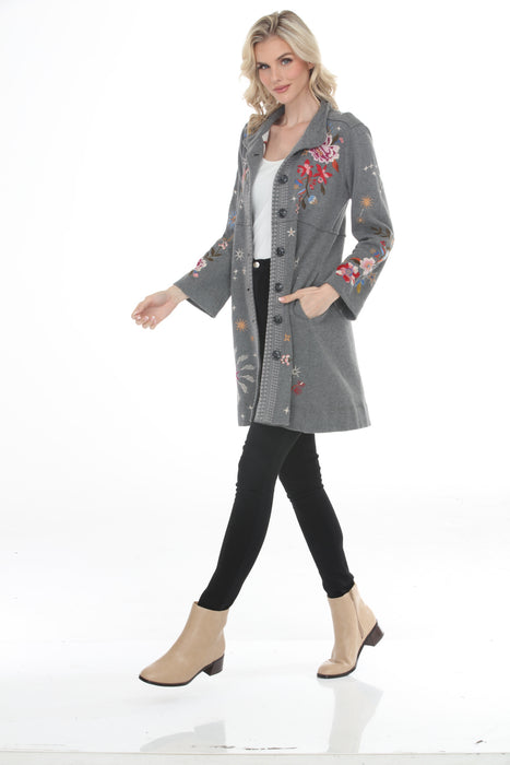 Johnny Was JWLA Grey Celestin French Terry Military Jacket J46622-8