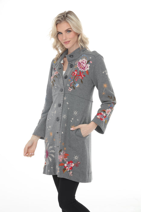 Johnny Was JWLA Grey Celestin French Terry Military Jacket J46622-8