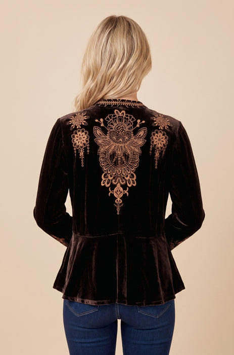 Johnny Was JWLA Marik Embroidered Velvet Peplum Jacket J44325-O
