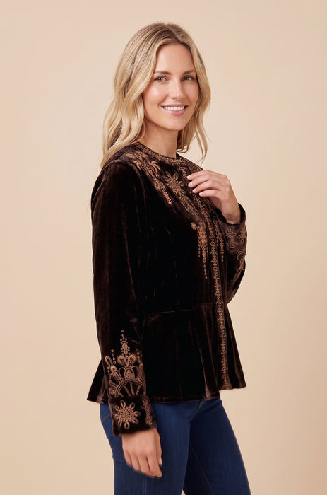 Johnny Was JWLA Marik Embroidered Velvet Peplum Jacket J44325-O