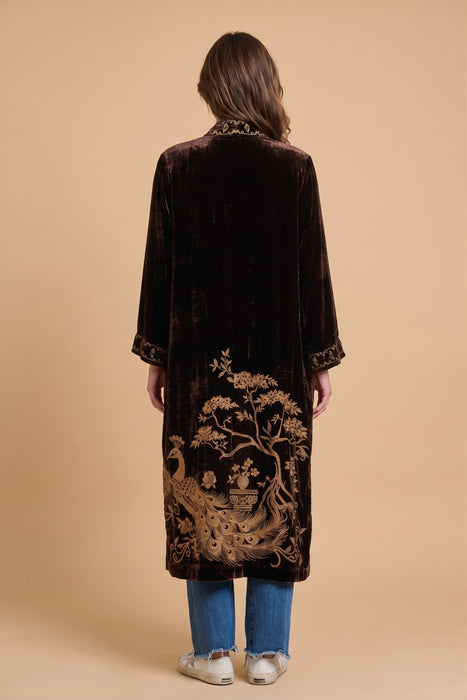 Johnny Was JWLA Chocolate Molly Long Velvet Kimono Coat J44525-O