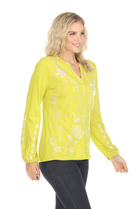 Johnny Was JWLA Laura Bishop Sleeve Henley Tee J19824-E *