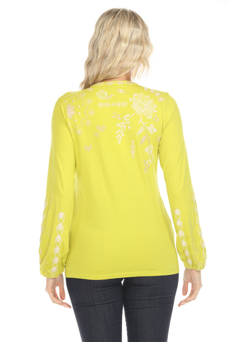 Johnny Was JWLA Laura Bishop Sleeve Henley Tee J19824-E *