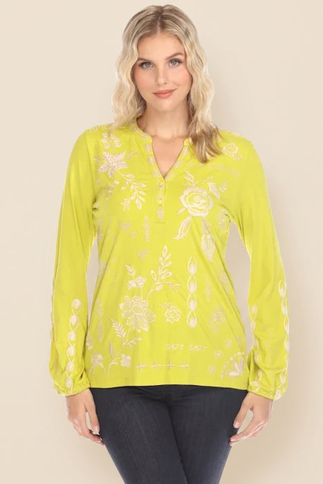 Johnny Was JWLA Laura Bishop Sleeve Henley Tee J19824-E *