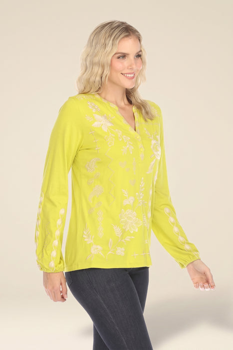 Johnny Was JWLA Laura Bishop Sleeve Henley Tee J19824-E *