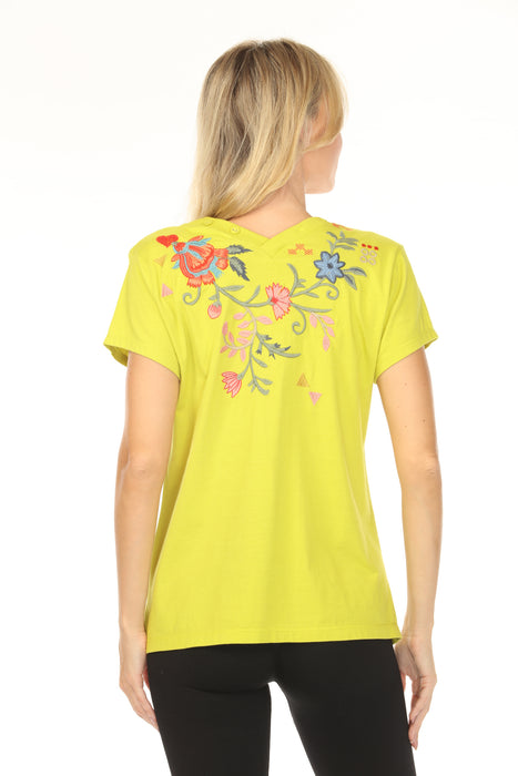 Johnny Was JWLA Button Neck Cotton Tee J12025-3