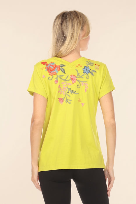 Johnny Was JWLA Button Neck Cotton Tee J12025-3