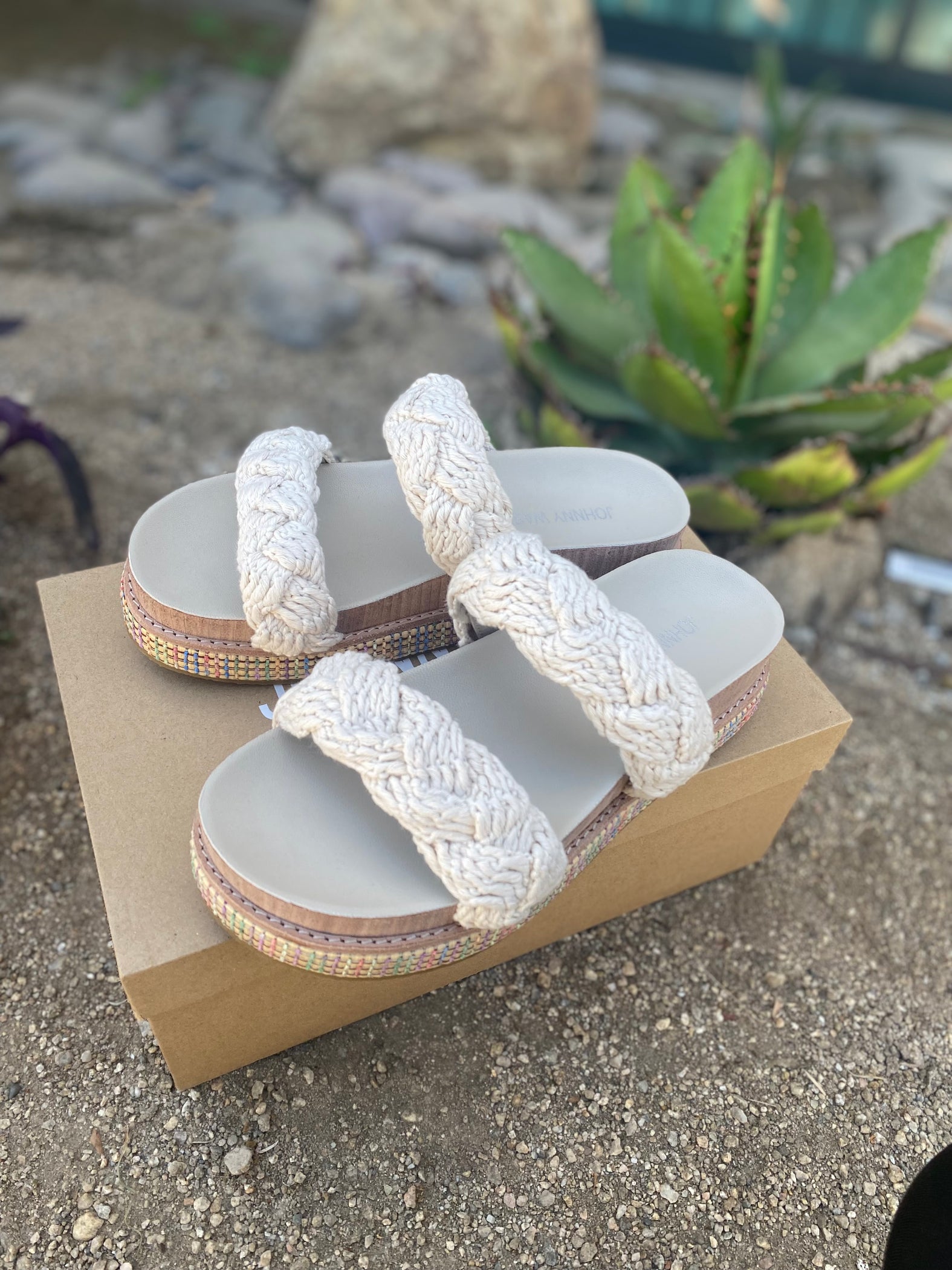 Johnny Was Cream Braided Rope Slip On Sandal Boho Chic JWS14023 ...