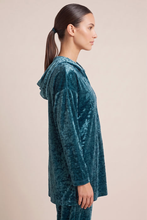 Johnny Was JWLA Crushed Velvet Pull On Hoodie J27925-O*