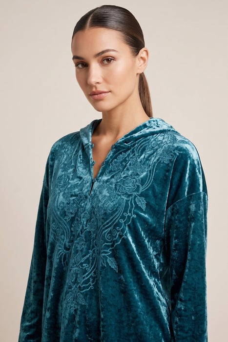Johnny Was JWLA Crushed Velvet Pull On Hoodie J27925-O*