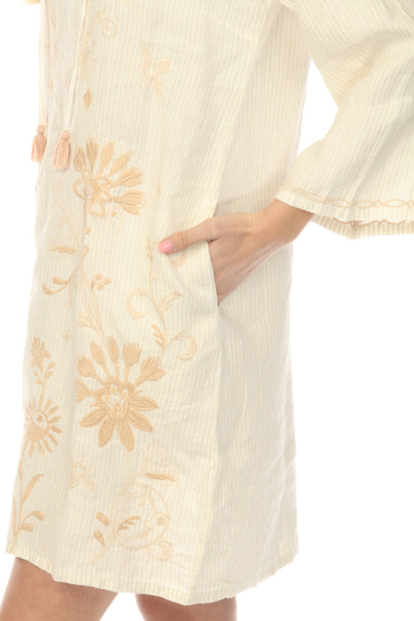 Johnny Was JWLA Beige Danika Kimono Sleeve Relaxed Dress J36925-3