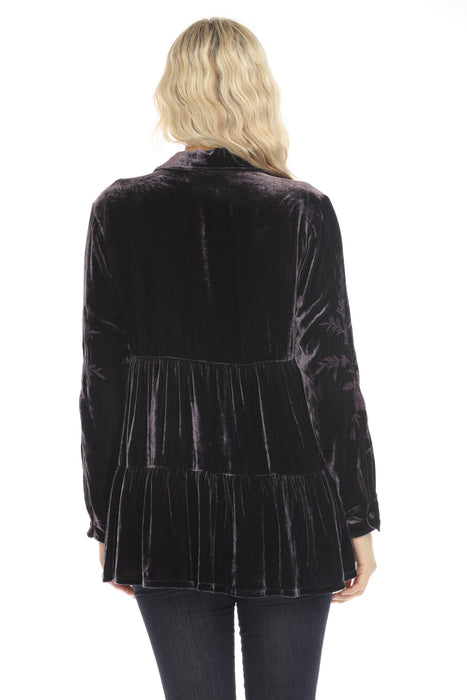 Johnny Was JWLA Lenon Velvet Tiered Tunic Top J27124