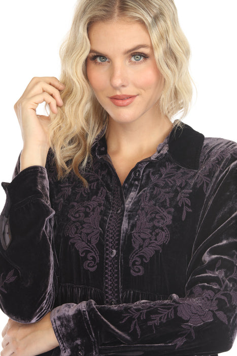 Johnny Was JWLA Lenon Velvet Tiered Tunic Top J27124