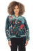 Johnny Was JWLA Style J48623 Deep Teal Ashira Velvet Embroidered Snap Front Bomber Jacket Boho Chic
