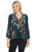 Johnny Was JWLA Style J10923 Deep Teal Isabella Velvet Embroidered Field Blouse Boho Chic