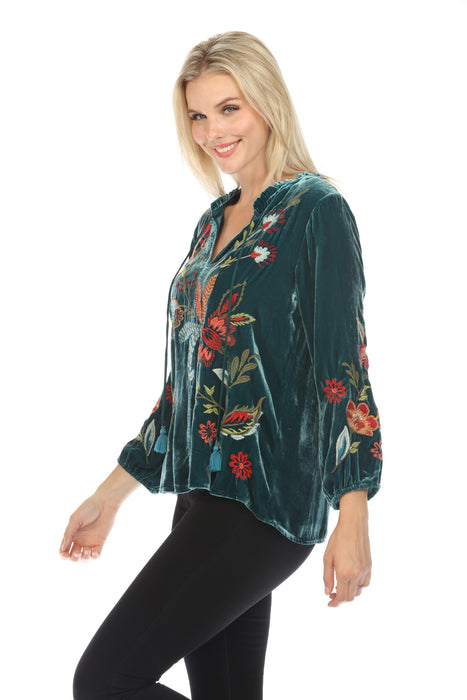Johnny Was JWLA Isabella Velvet Field Blouse Boho Chic J10923