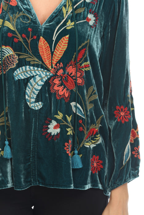 Johnny Was JWLA Isabella Velvet Field Blouse Boho Chic J10923
